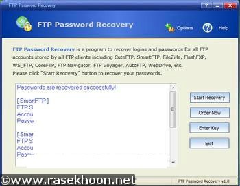 بازیابی رمز عبور در اف تی پی FTP Password Recovery 1.0 بازیابی رمز عبور در اف تی پی FTP Password Recovery 1.0